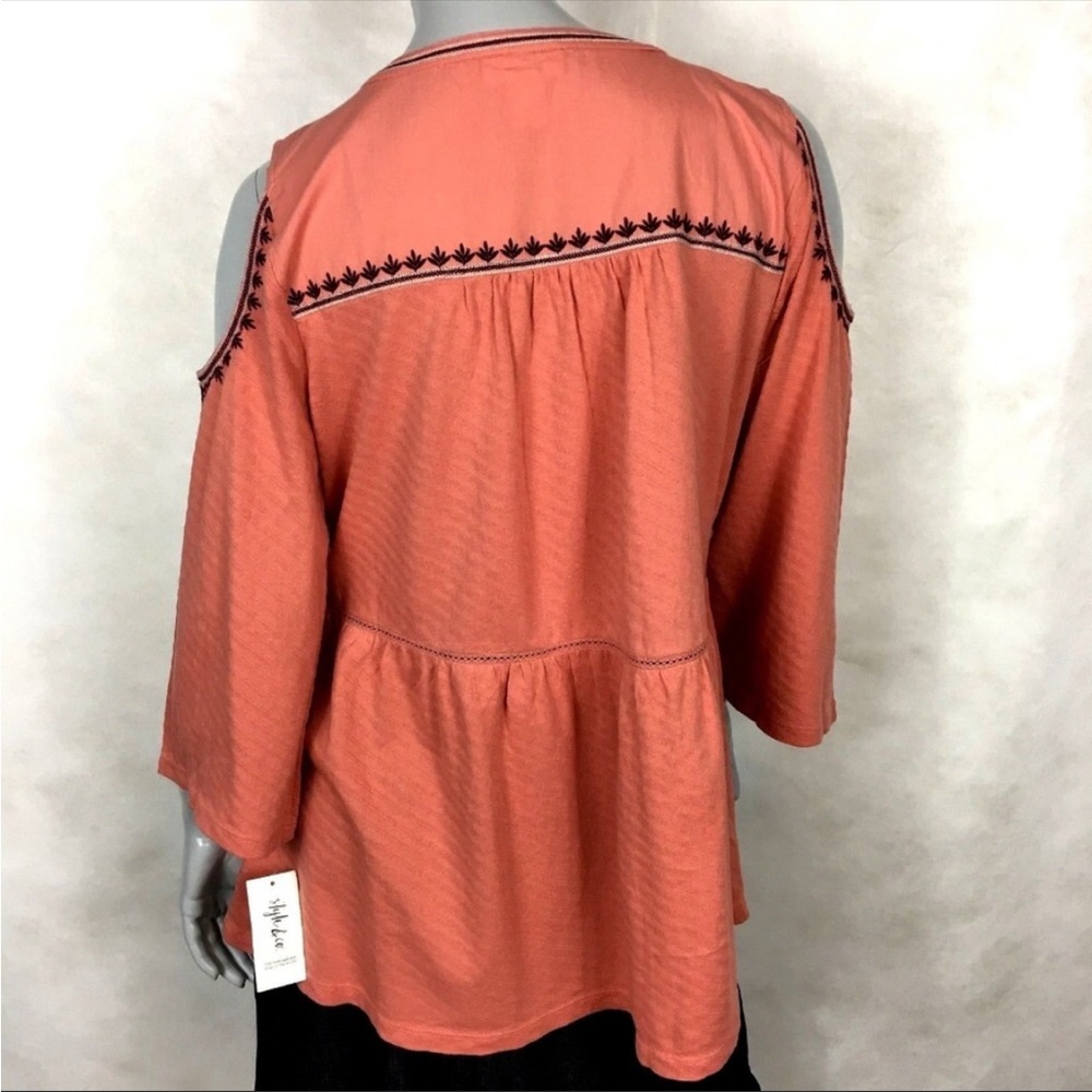 Style & Co Adorable Cold Shoulder Blouse Size L NWOT - Picture 2 of 7
